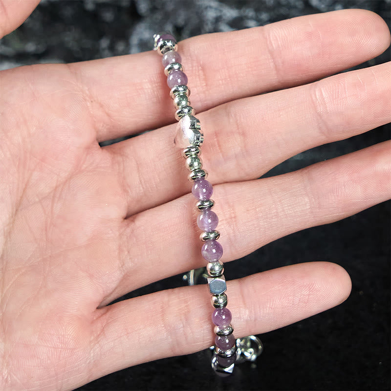 Bracciale Buddha Stones Pietra naturale Amazzonite Ametista Lazurite Quarzo rosa Cuore Equilibrio positivo