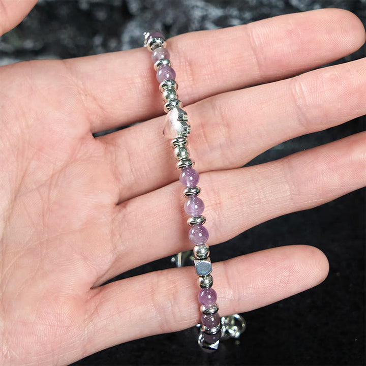 Bracciale Buddha Stones Pietra naturale Amazzonite Ametista Lazurite Quarzo rosa Cuore Equilibrio positivo