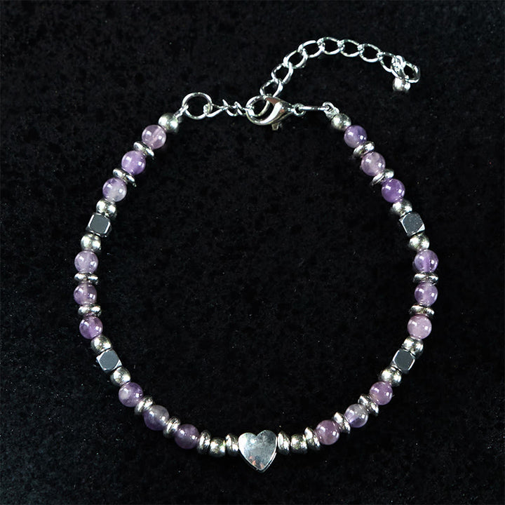 Bracciale Buddha Stones Pietra naturale Amazzonite Ametista Lazurite Quarzo rosa Cuore Equilibrio positivo