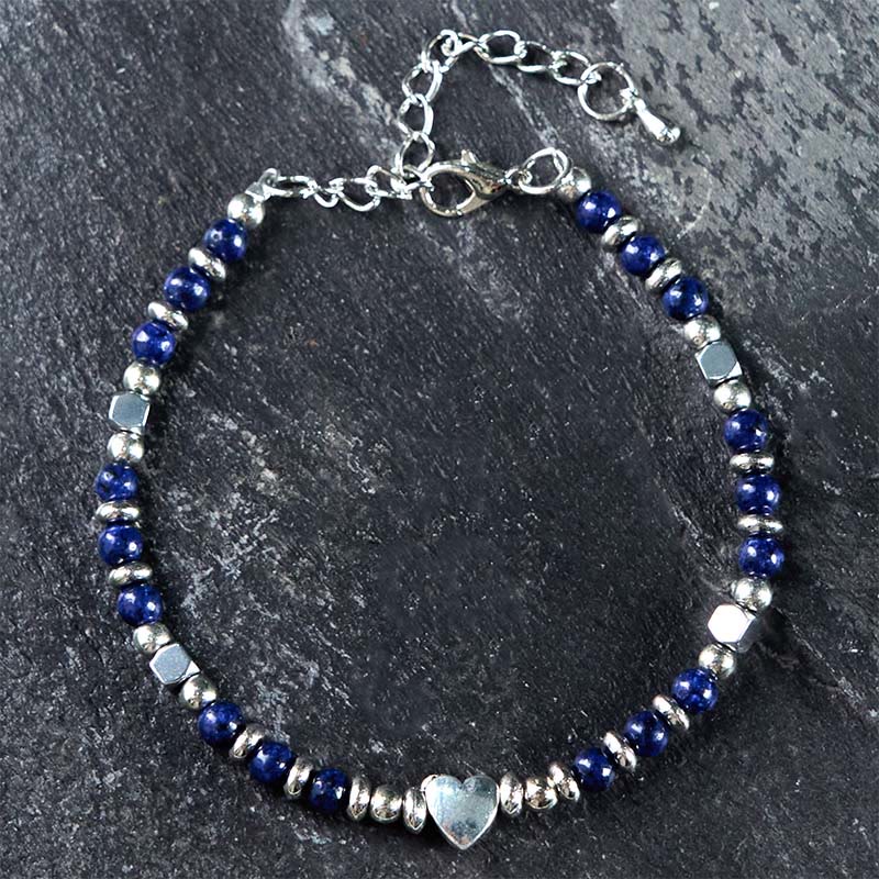 Bracciale Buddha Stones Pietra naturale Amazzonite Ametista Lazurite Quarzo rosa Cuore Equilibrio positivo