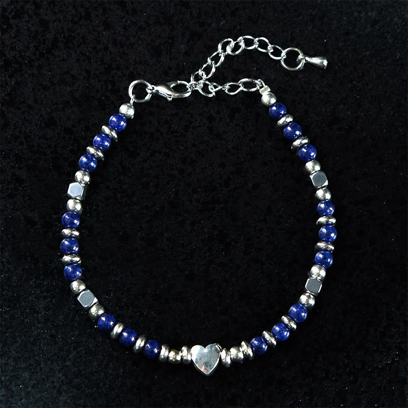Bracciale Buddha Stones Pietra naturale Amazzonite Ametista Lazurite Quarzo rosa Cuore Equilibrio positivo