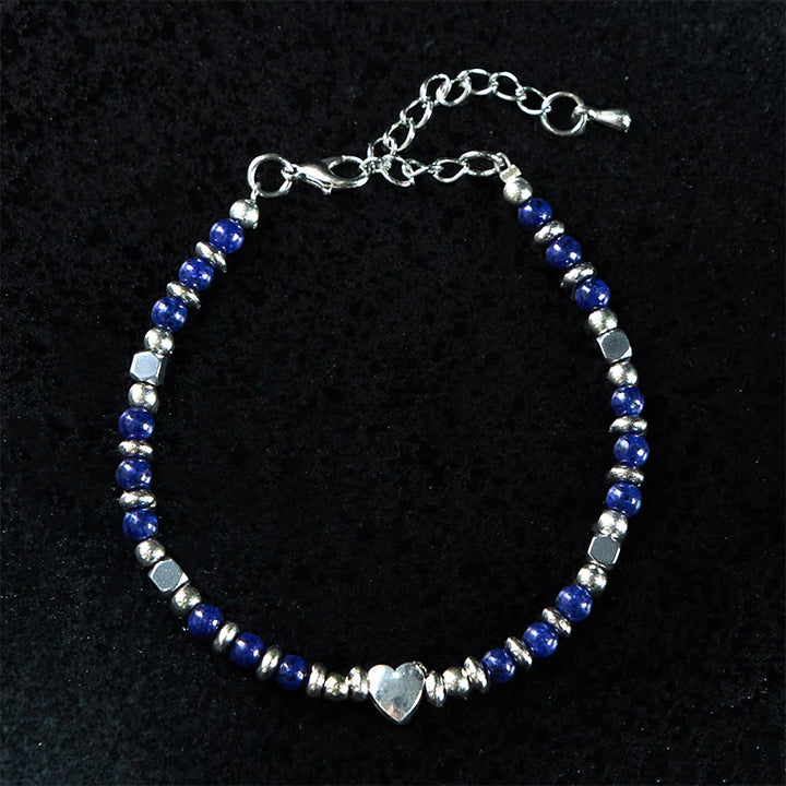 Bracciale Buddha Stones Pietra naturale Amazzonite Ametista Lazurite Quarzo rosa Cuore Equilibrio positivo