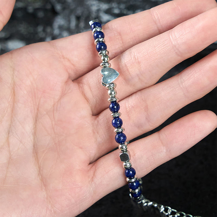 Bracciale Buddha Stones in pietra naturale, amazzonite, ametista, lazurite, lapislazzuli, quarzo rosa, cuore, equilibrio positivo - image 17