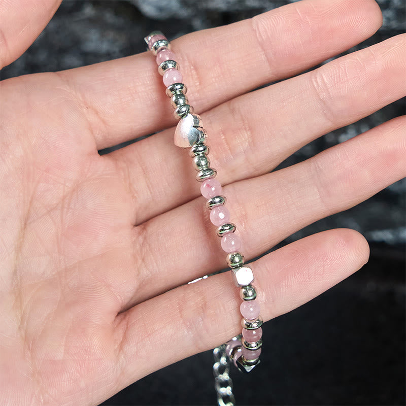 Bracciale Buddha Stones Pietra naturale Amazzonite Ametista Lazurite Quarzo rosa Cuore Equilibrio positivo