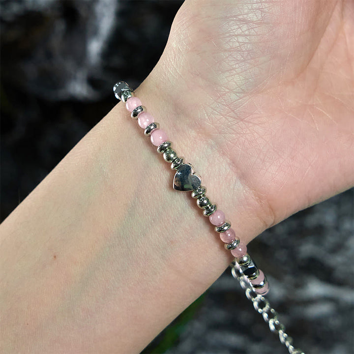 Bracciale Buddha Stones Pietra naturale Amazzonite Ametista Lazurite Quarzo rosa Cuore Equilibrio positivo