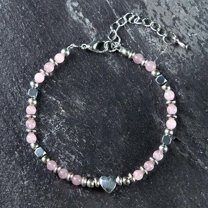 Bracciale Buddha Stones Pietra naturale Amazzonite Ametista Lazurite Quarzo rosa Cuore Equilibrio positivo