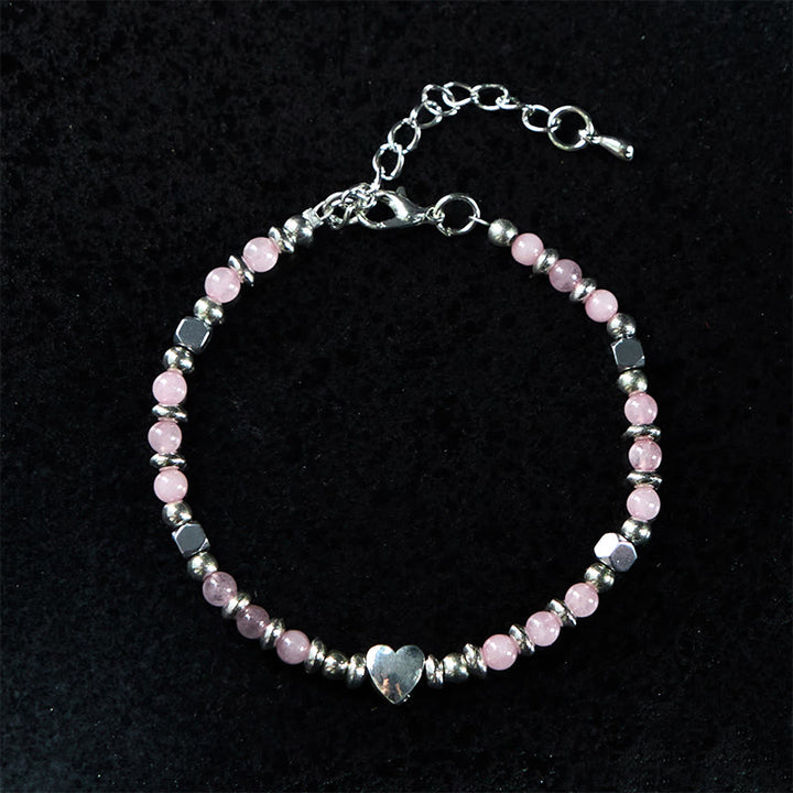 Bracciale Buddha Stones Pietra naturale Amazzonite Ametista Lazurite Quarzo rosa Cuore Equilibrio positivo