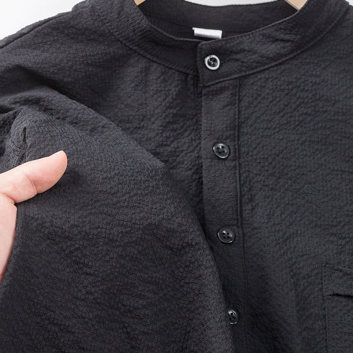 Polo a quadri tinta unita Buddha Stones con bottoni a metà, da uomo, a maniche corte - image 13