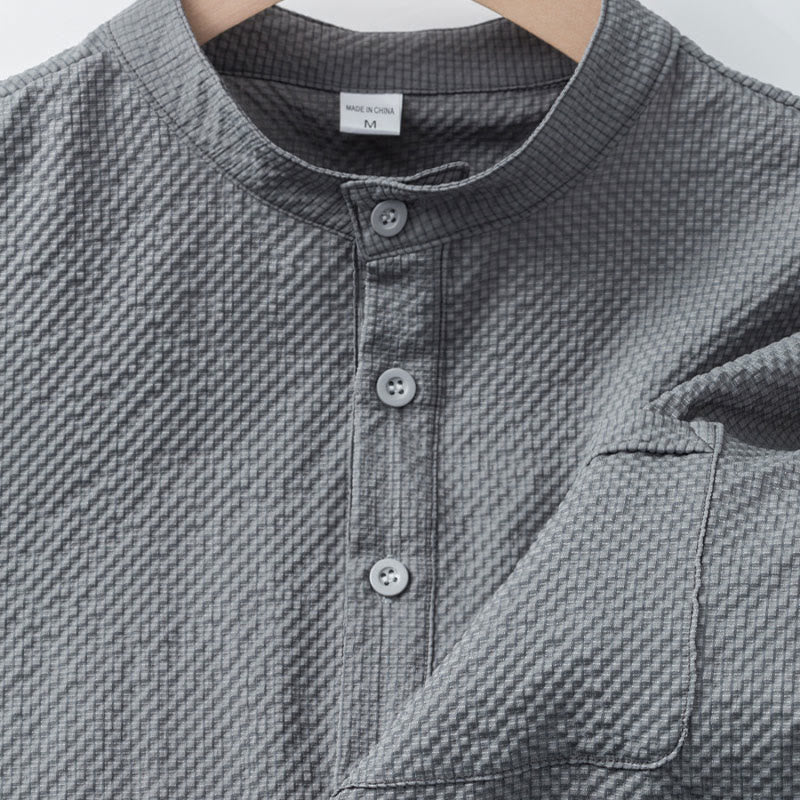 Polo a quadri tinta unita Buddha Stones con bottoni a metà, da uomo, a maniche corte - image 18