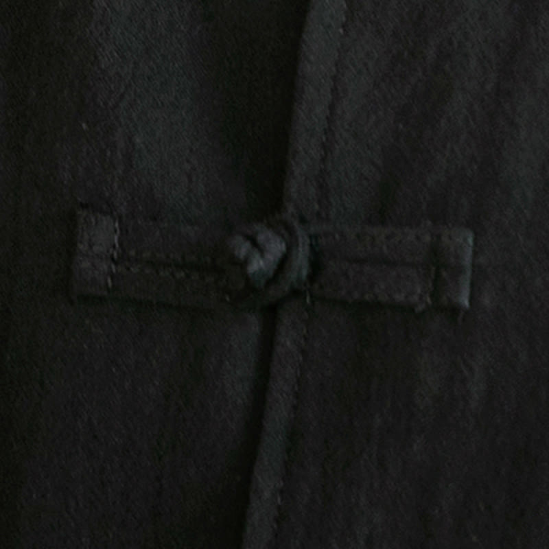 Camicia da uomo in cotone a maniche lunghe con ricamo a gru, bottoni a rana, abito Tang con Buddha Stones