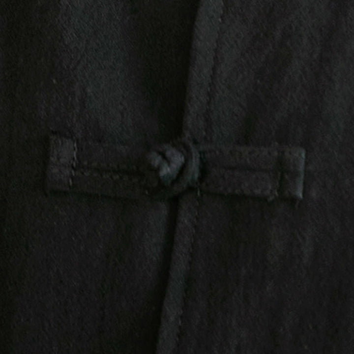 Camicia da uomo in cotone a maniche lunghe con ricamo a gru, bottoni a rana, abito Tang con Buddha Stones