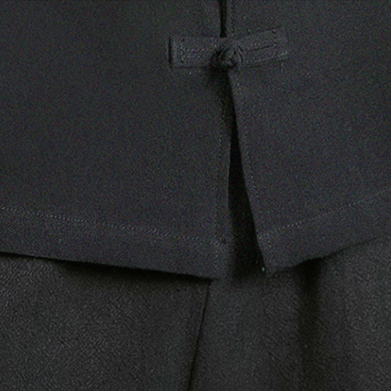 Camicia da uomo in cotone a maniche lunghe con ricamo a gru, bottoni a rana, abito Tang con Buddha Stones