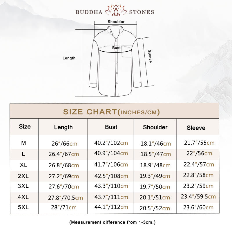 Camicia da uomo a maniche lunghe con taschino e colletto alto, Buddha Stones, comoda e confortevole. - image 3