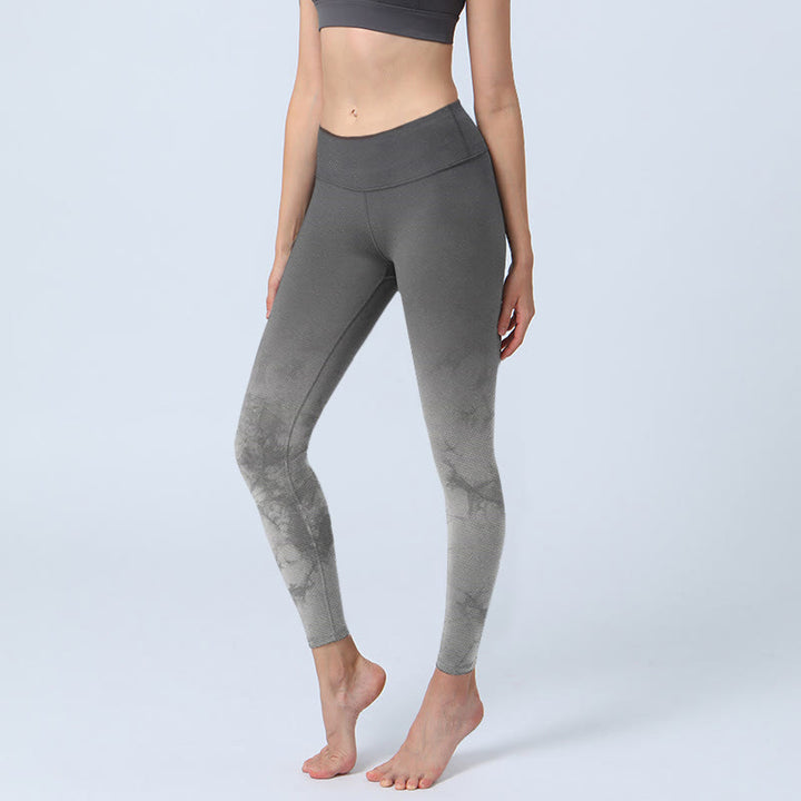Leggings da yoga da donna con stampa floreale sfumata Buddha Stones