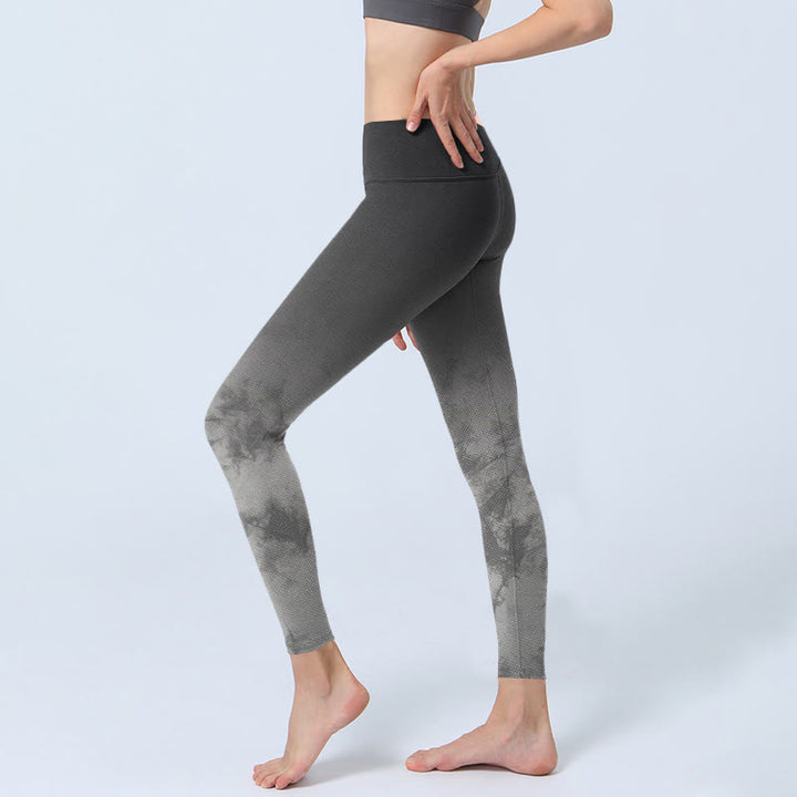 Leggings da yoga da donna con stampa floreale sfumata Buddha Stones