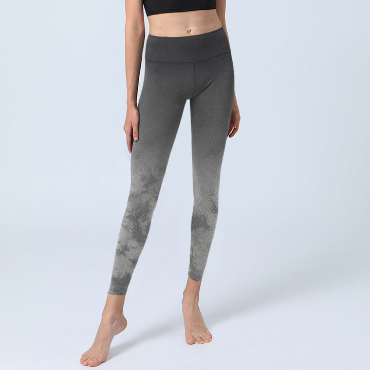 Leggings da yoga da donna con stampa floreale sfumata Buddha Stones