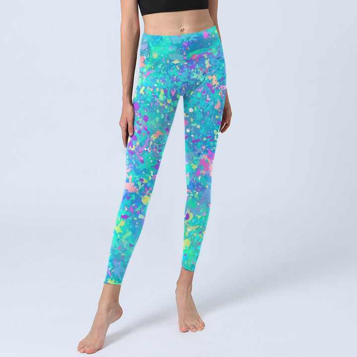 Leggings da yoga da donna con stampa a inchiostro Buddha Stones