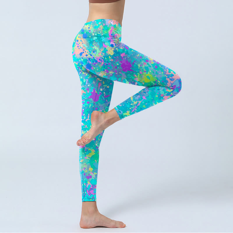 Leggings da yoga da donna con stampa a inchiostro Buddha Stones