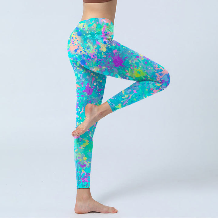 Leggings da yoga da donna con stampa a inchiostro Buddha Stones