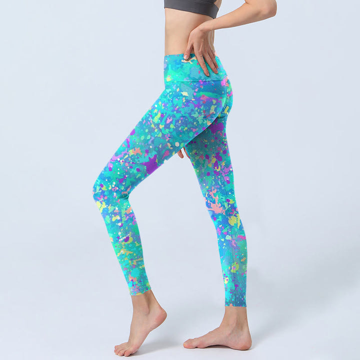 Leggings da yoga da donna con stampa a inchiostro Buddha Stones