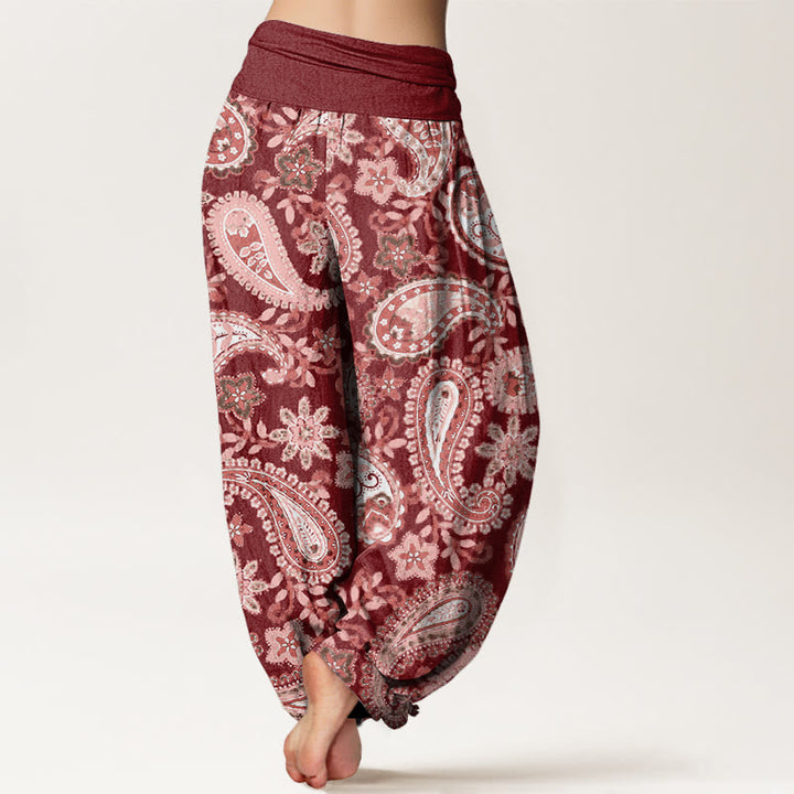 Pantaloni harem da donna con elastico in vita e motivo paisley casual in cotone Buddha Stones - image 2
