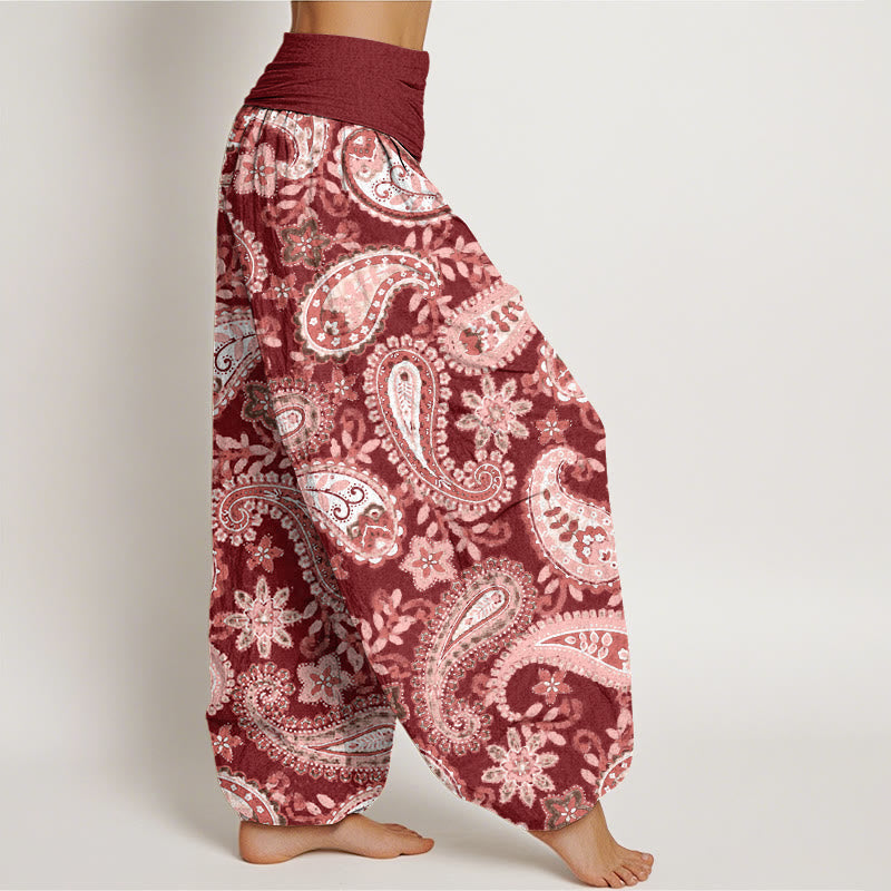 Pantaloni harem da donna con elastico in vita e motivo paisley casual in cotone Buddha Stones - image 1
