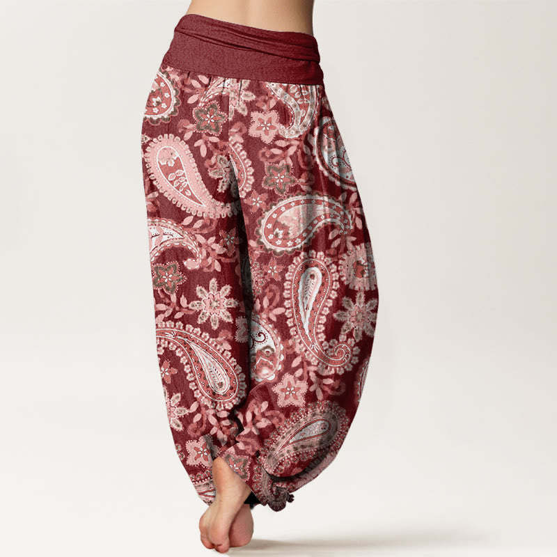 Pantaloni harem da donna con elastico in vita e motivo paisley casual in cotone Buddha Stones - image 2