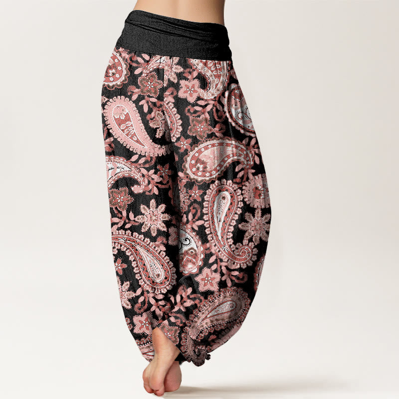 Pantaloni harem da donna con elastico in vita e motivo paisley casual in cotone Buddha Stones - image 9