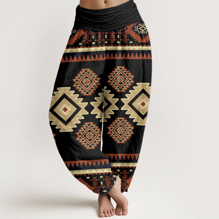 Pantaloni harem con elastico in vita, stile Navajo, casual, simmetrici, da donna, motivo Buddha Stones - Nero - US22, UK/AU26, EU54 (6XL) - image 8
