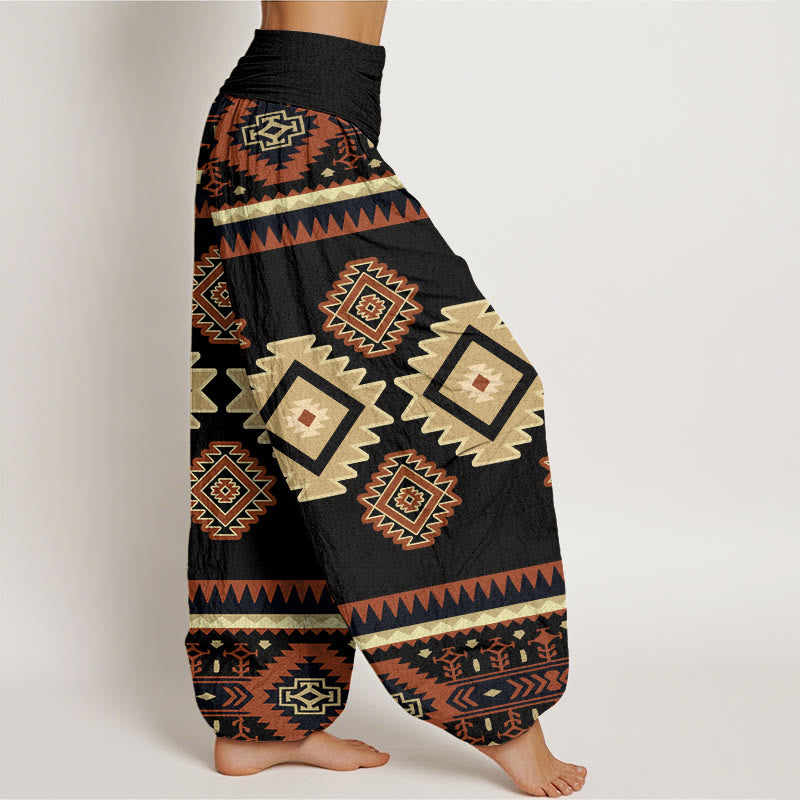 Pantaloni harem da donna in cotone con elastico in vita, stile Navajo, casual e simmetrico, motivo Buddha Stones - image 8