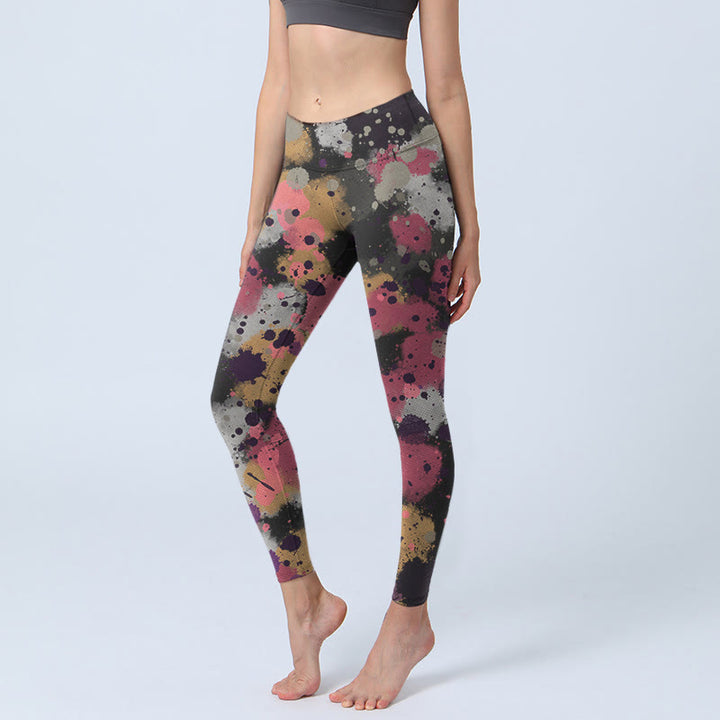 Leggings da yoga da donna con stampa a schizzi Buddha Stones