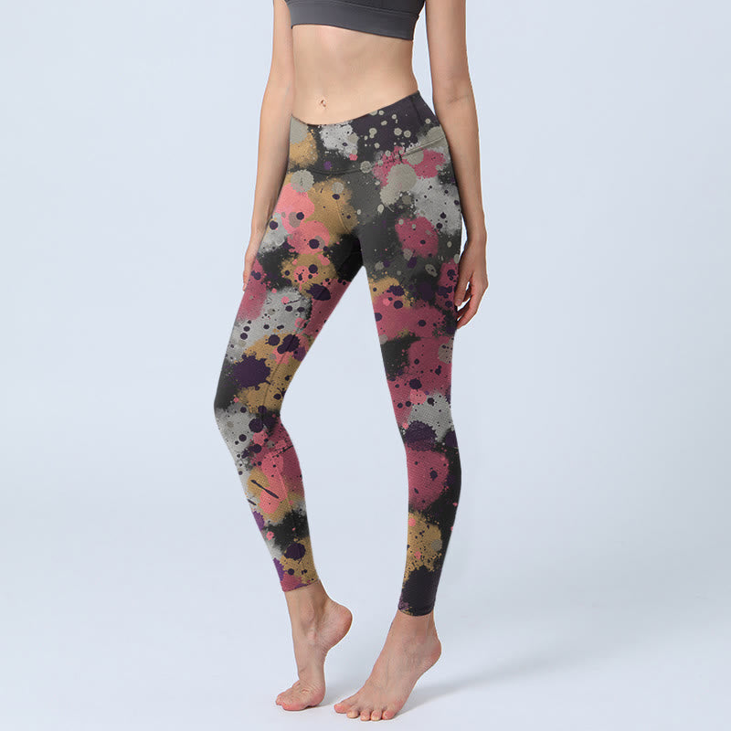 Leggings da yoga da donna con stampa a schizzi Buddha Stones - Nero - US18, UK/AU22, EU50 (4XL) - image 0