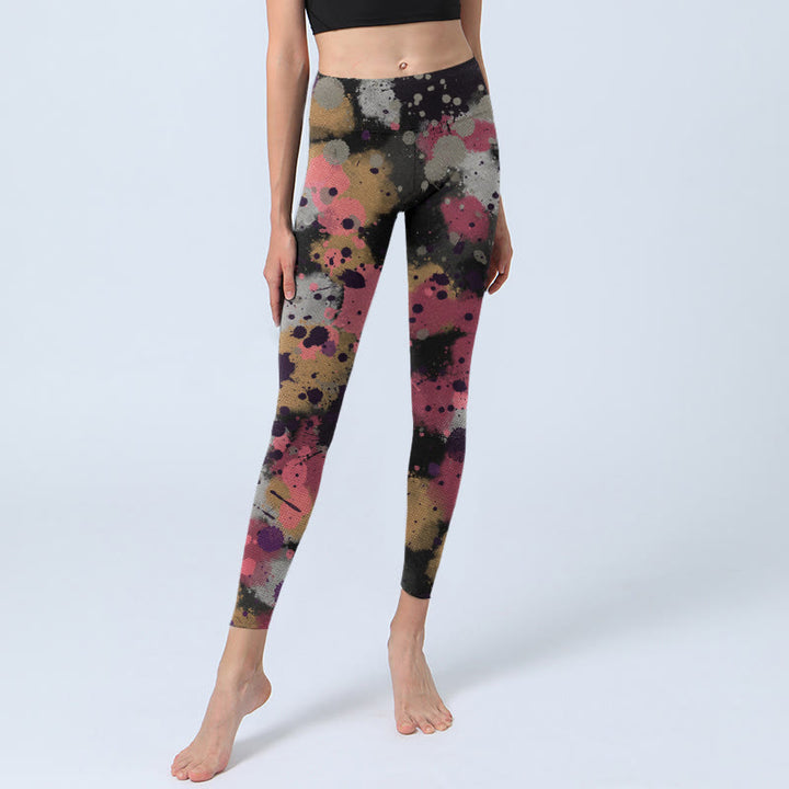 Leggings da yoga da donna con stampa a schizzi Buddha Stones