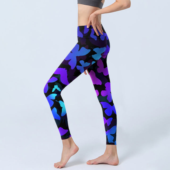 Leggings da yoga da donna con stampa a farfalla sfumata Buddha Stones