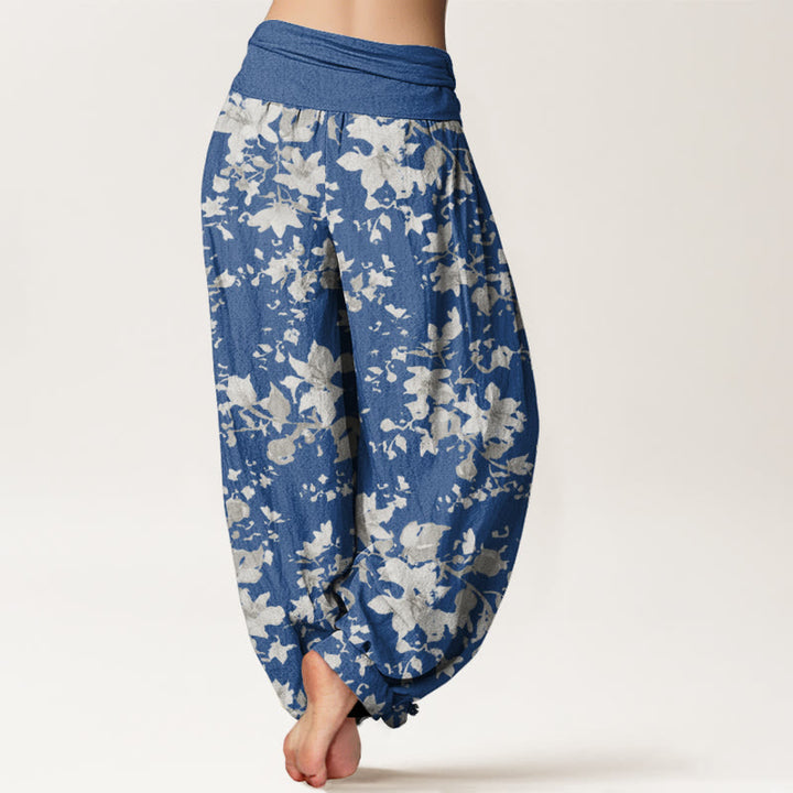 Pantaloni harem elastici in vita da donna con motivo Buddha Stones Leaves - image 9