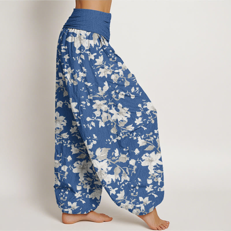 Pantaloni harem elastici in vita da donna con motivo Buddha Stones Leaves - image 9