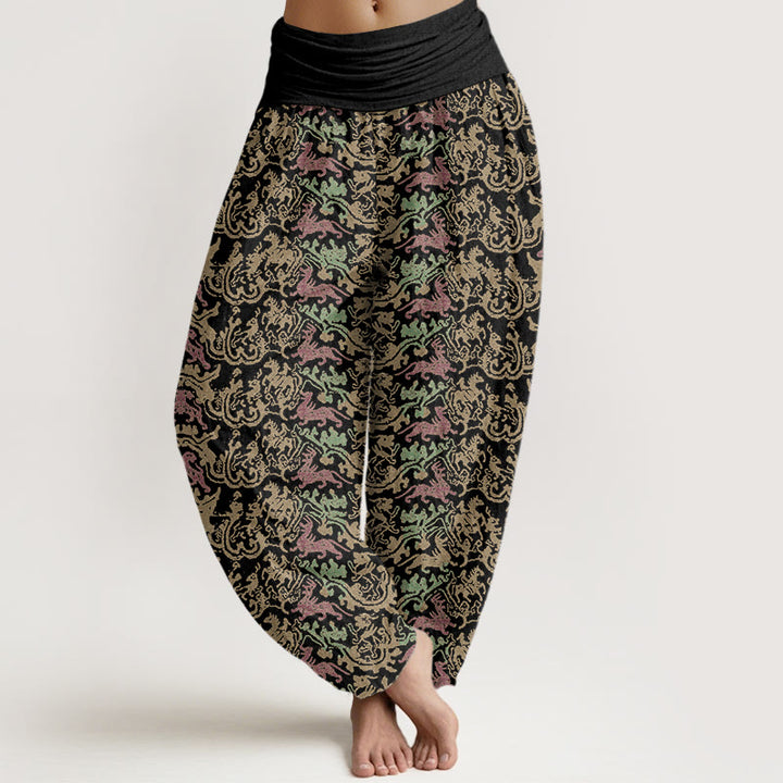 Pantaloni harem con elastico in vita da donna, motivo a strisce animali , Buddha Stones - Nero - US22, UK/AU26, EU54 (6XL) - image 1