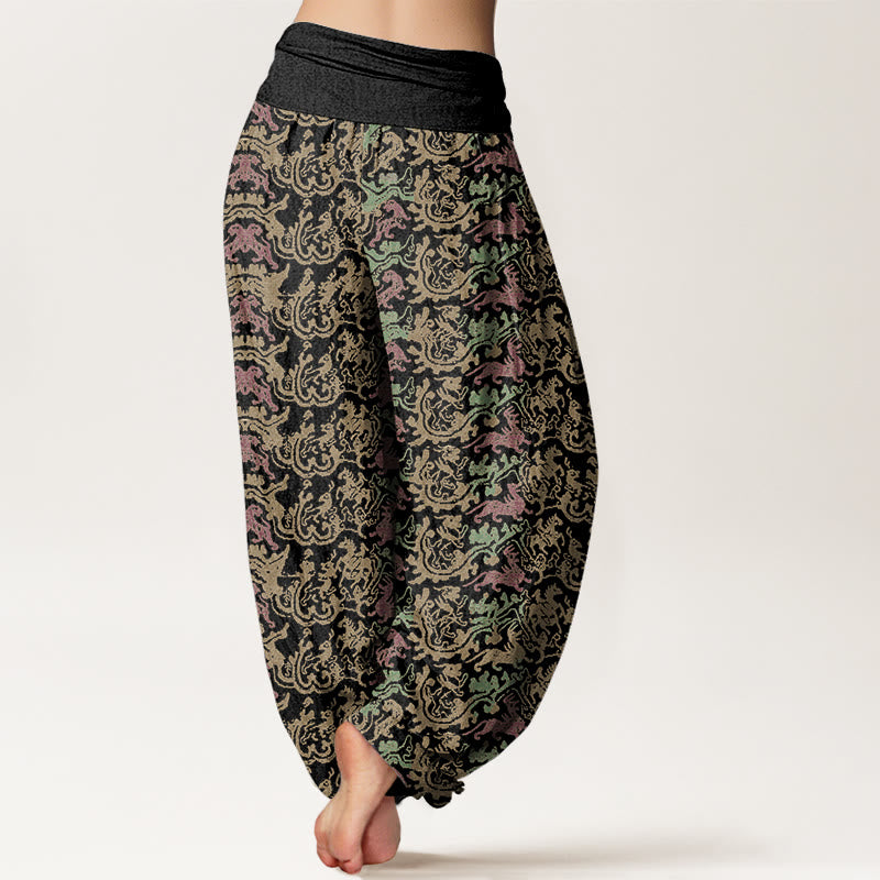 Pantaloni harem con elastico in vita da donna, motivo a strisce animali , Buddha Stones - image 2