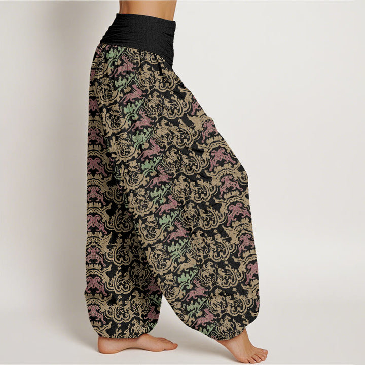 Pantaloni harem con elastico in vita da donna, motivo a strisce animali , Buddha Stones - image 3