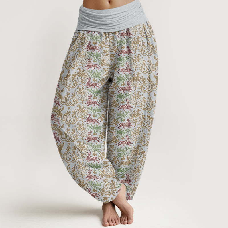 Pantaloni harem con elastico in vita da donna, motivo a strisce animali , Buddha Stones - Grigio chiaro - US22, UK/AU26, EU54 (6XL) - image 5
