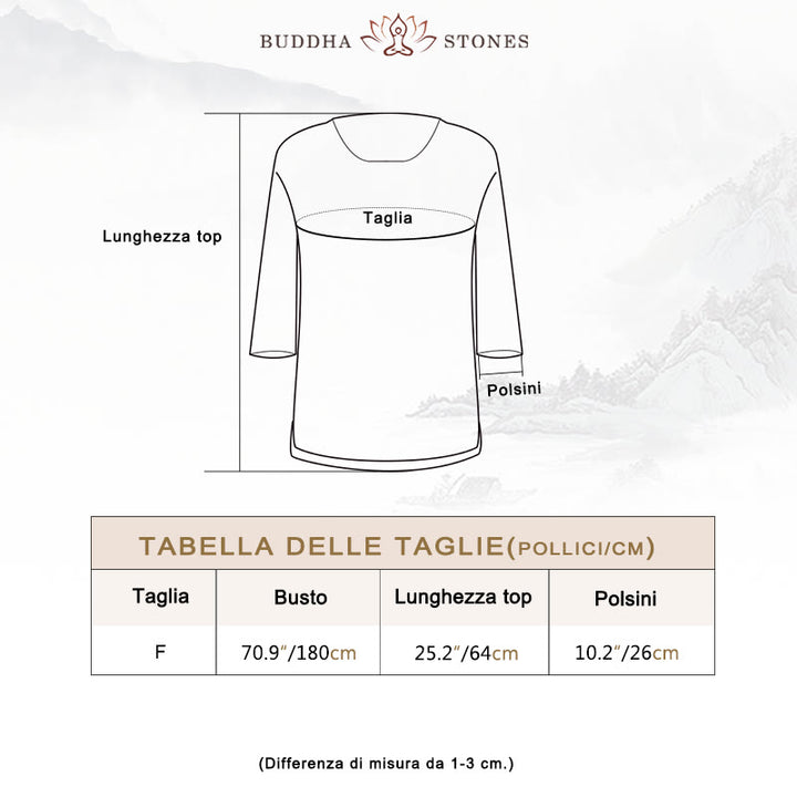Maglietta larga a maniche tre quarti con motivo Buddha Stones tinta unita - image 3