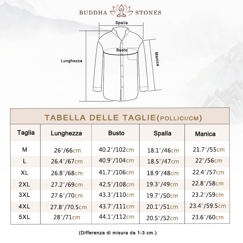 Camicia da uomo a maniche lunghe con taschino e colletto alto, Buddha Stones, comoda e confortevole. - image 3