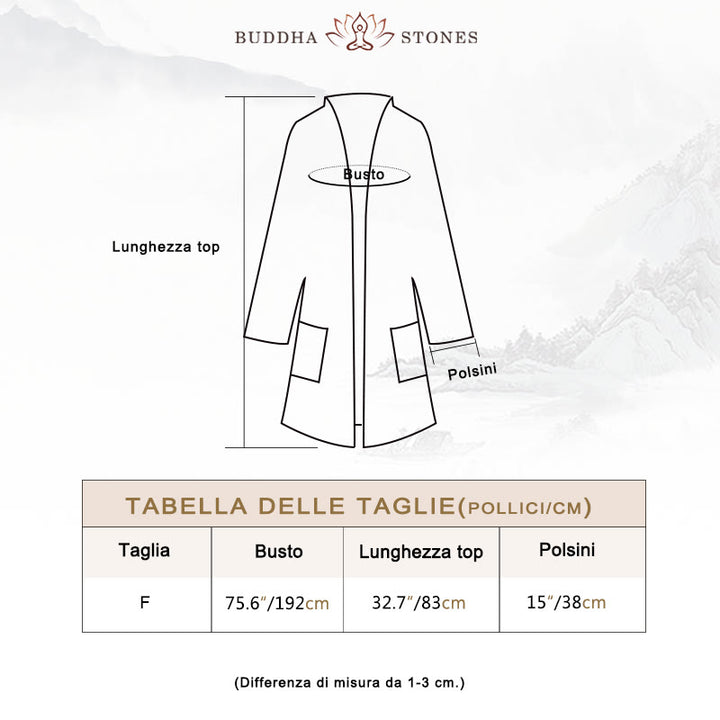 Cappotto a maniche lunghe con motivo semplice Buddha Stones Zen Meditazione Giacca in cotone con apertura frontale - image 3