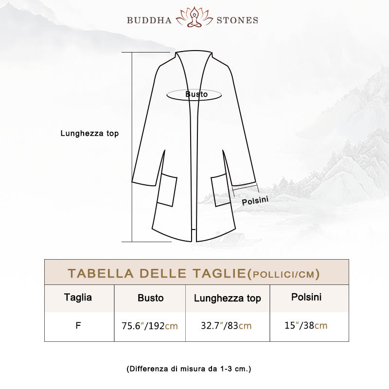 Cappotto a maniche lunghe con motivo semplice Buddha Stones Zen Meditazione Giacca in cotone con apertura frontale - image 3