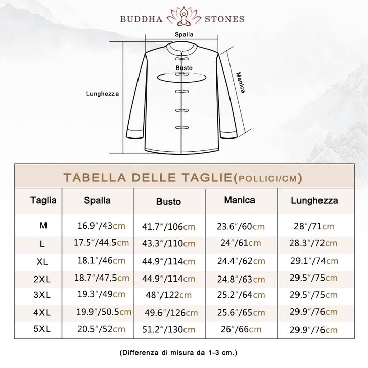 Buddha Stones Frog-Button Cinese Tang Suit Camicia Lunga Cotone Uomo Giacca Abbigliamento - image 4