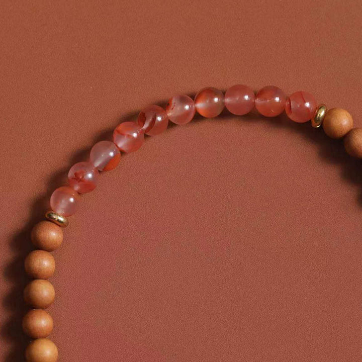 Bracciale della fortuna in agata rossa del sud, sandalo e Buddha Stones tibetane Zakiram, dea della ricchezza - image 8