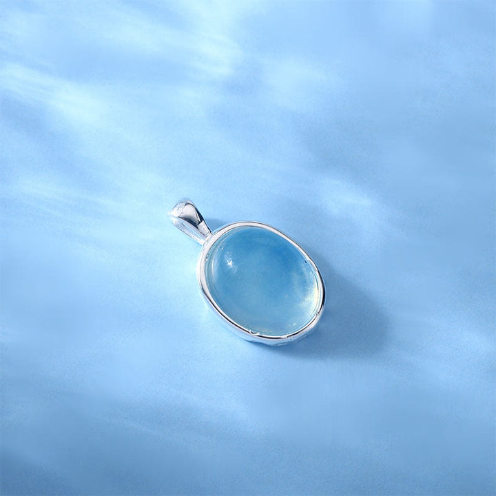 Collana con ciondolo a catena per clavicola curativa in argento sterling 925 Buddha Stones e acquamarina