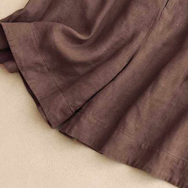 Pantaloncini da donna estivi casual con cerniera, bottoni a rana e tasche, con stampa Buddha Stones. - image 5