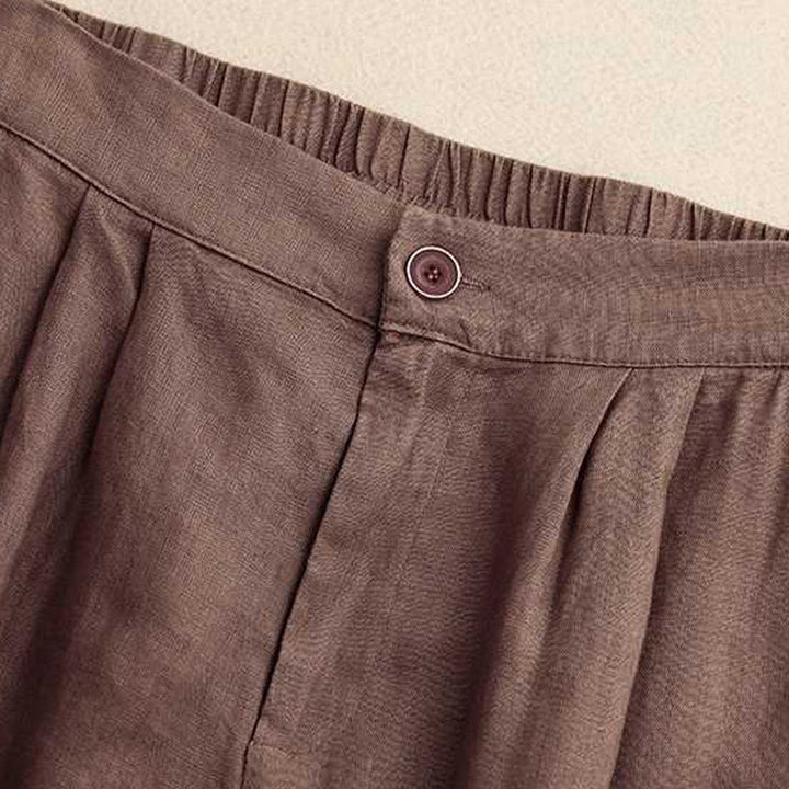 Pantaloncini da donna estivi casual con cerniera, bottoni a rana e tasche, con stampa Buddha Stones. - image 1