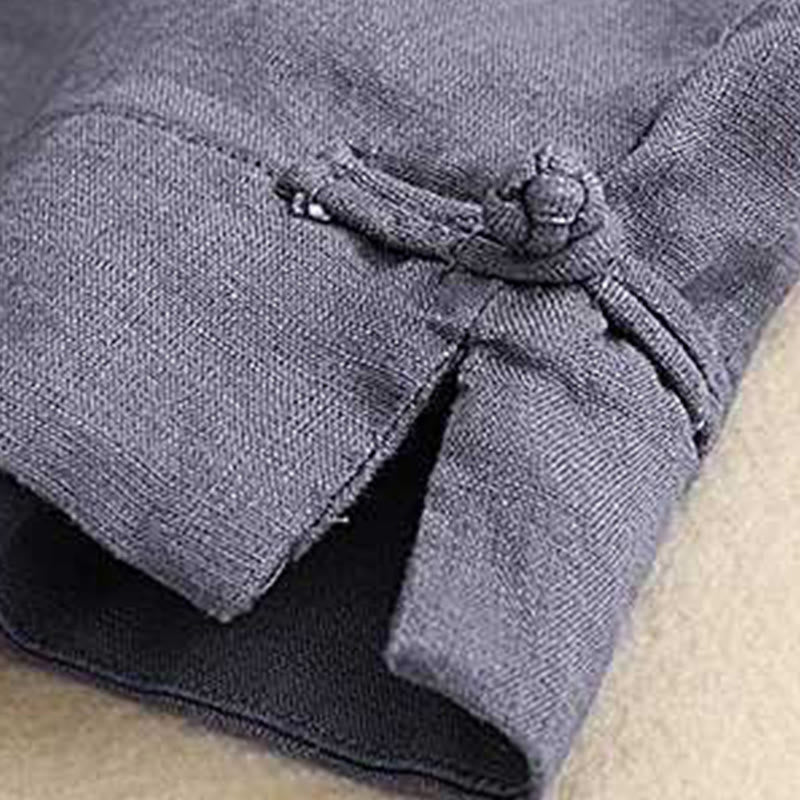 Pantaloncini da donna estivi casual con cerniera, bottoni a rana e tasche, con stampa Buddha Stones. - image 11